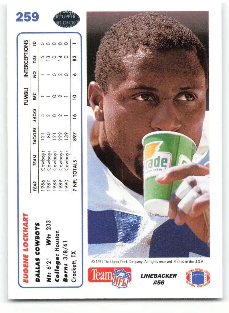 1991 Upper Deck #259 Eugene Lockhart NM-MT Dallas Cowboys Football Card - Football Card Single