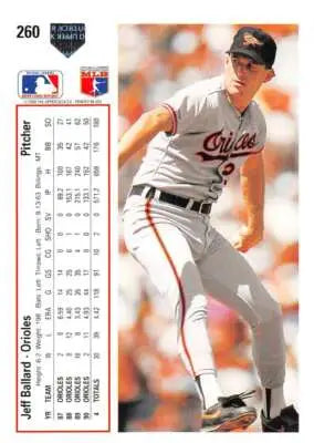 Baseball card featuring Jeff Ballard in action from 1991 Upper Deck Simply Sandoval series