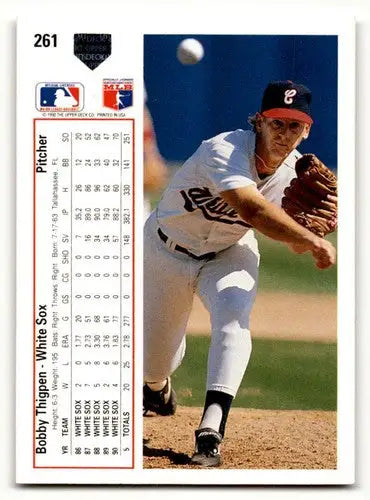 Original gloss Bobby Thigpen Chicago White Sox baseball card from 1991 Upper Deck