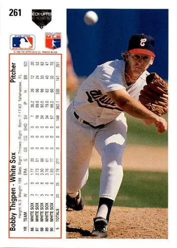 Original gloss baseball card featuring 1991 Upper Deck Bobby Thigpen #261
