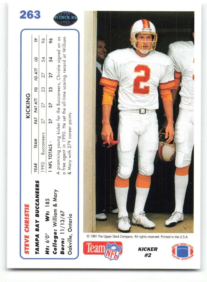 1991 Upper Deck #263 Steve Christie NM-MT Tampa Bay Buccaneers Football Card - Football Card Single