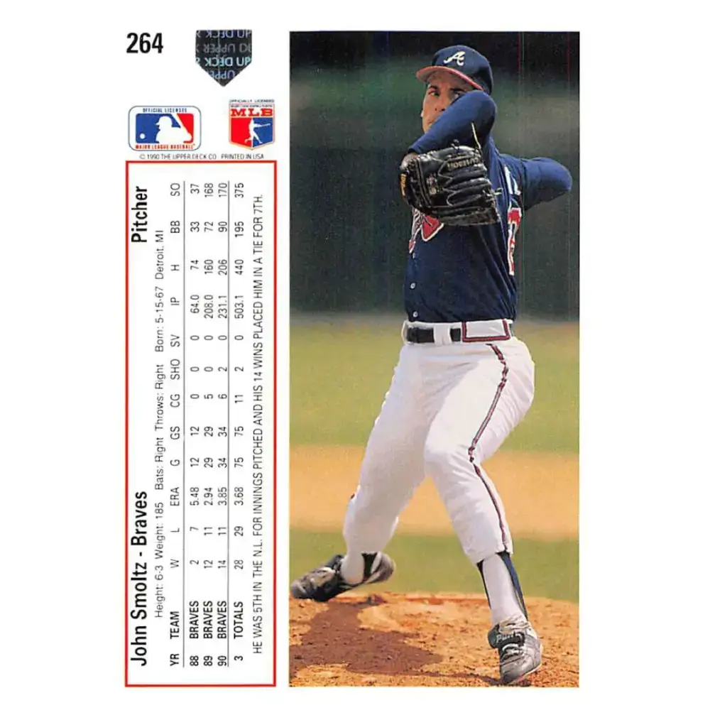 1991 Upper Deck #264 John Smoltz NM-MT Atlanta Braves Baseball Card - Baseball Card Single