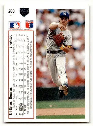 Original gloss baseball card featuring Bill Spiers Milwaukee Brewers Milwaukee Brewers baseball card