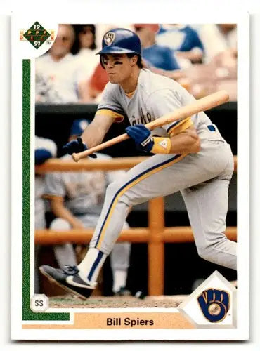 Original gloss 1991 Upper Deck Bill Spiers Milwaukee Brewers baseball card front