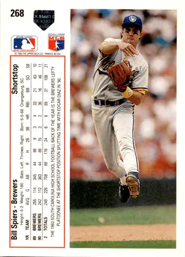 1991 Upper Deck #268 Bill Spiers NM Near Mint Brewers ID:46129 - Baseball Card Single
