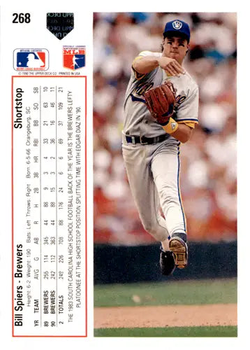 1991 Upper Deck #268 Bill Spiers NM Near Mint Brewers ID:46134 - Baseball Card Single