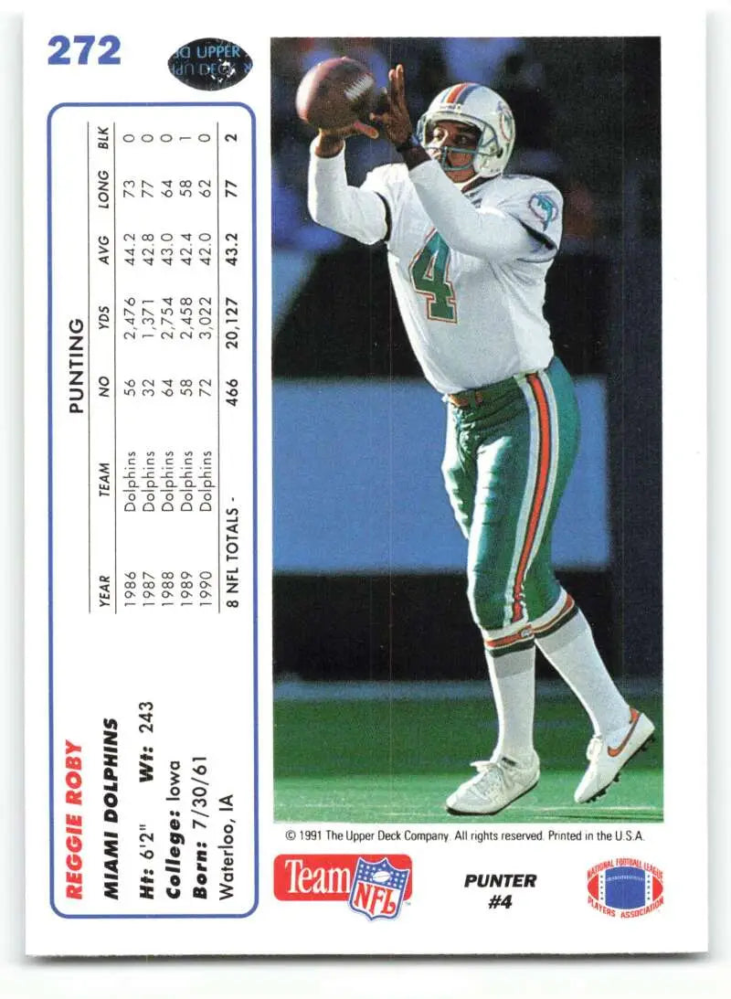 1991 Upper Deck #272 Reggie Roby NM-MT Miami Dolphins Football Card - Football Card Single