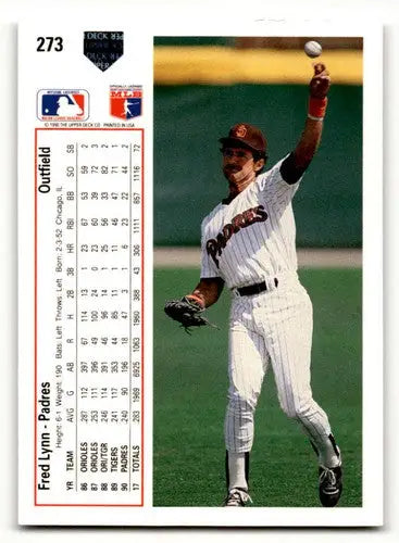 Original gloss Baseball card of Fred Lynn from 1991 Upper Deck series