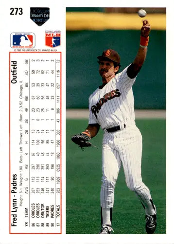 1991 Upper Deck #273 Fred Lynn NM-MT Padres ID:45982 - Baseball Card Single
