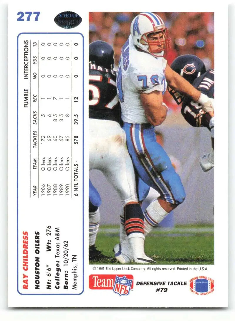 1991 Upper Deck #277 Ray Childress NM-MT Houston Oilers Football Card - Football Card Single