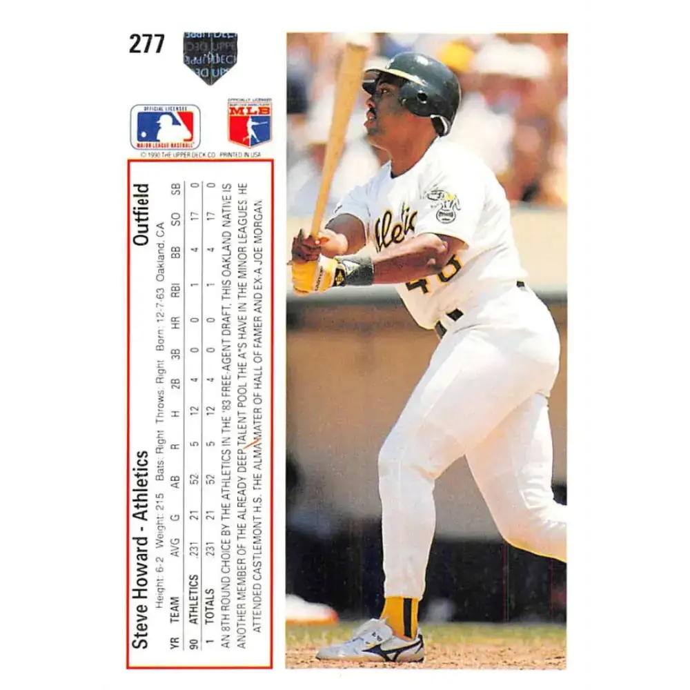 1991 Upper Deck #277 Steve Howard EX Excellent Oakland Athletics Baseball Card - Baseball Card Single