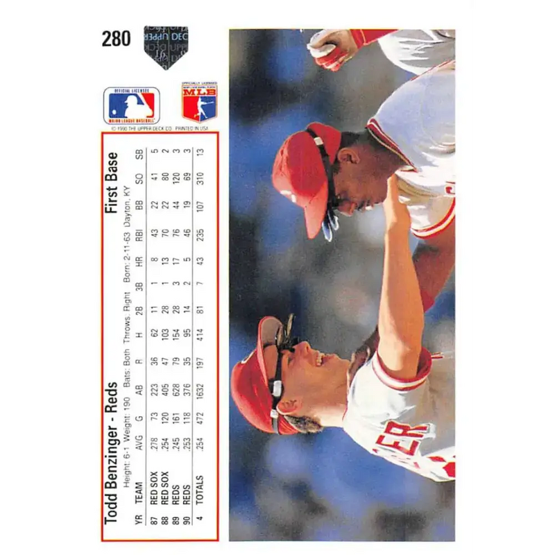 1991 Upper Deck #280 Todd Benzinger NM-MT Cincinnati Reds Baseball Card - Baseball Card Single