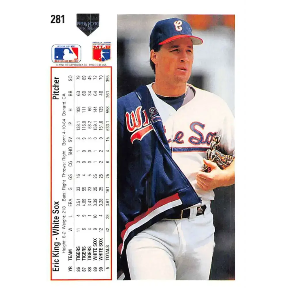 1991 Upper Deck #281 Eric King NM-MT Chicago White Sox Baseball Card - Baseball Card Single