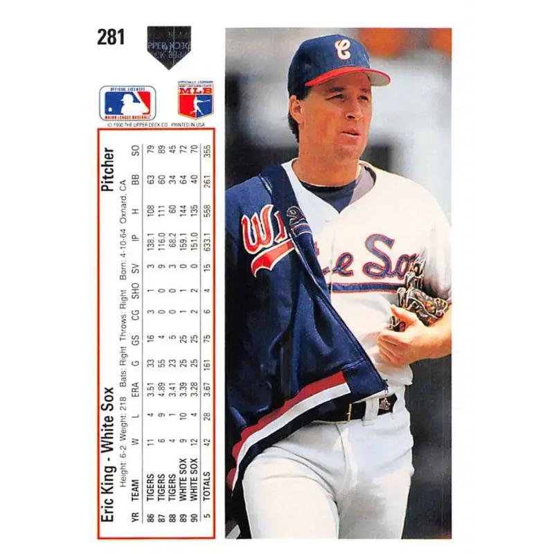 1991 Upper Deck #281 Eric King NM-MT Chicago White Sox Baseball Card - Baseball Card Single