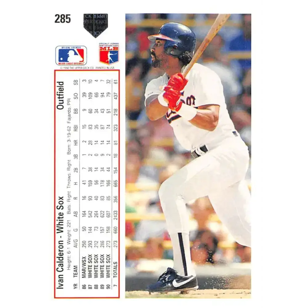 1991 Upper Deck #285 Ivan Calderon NM-MT Chicago White Sox Baseball Card - Baseball Card Single