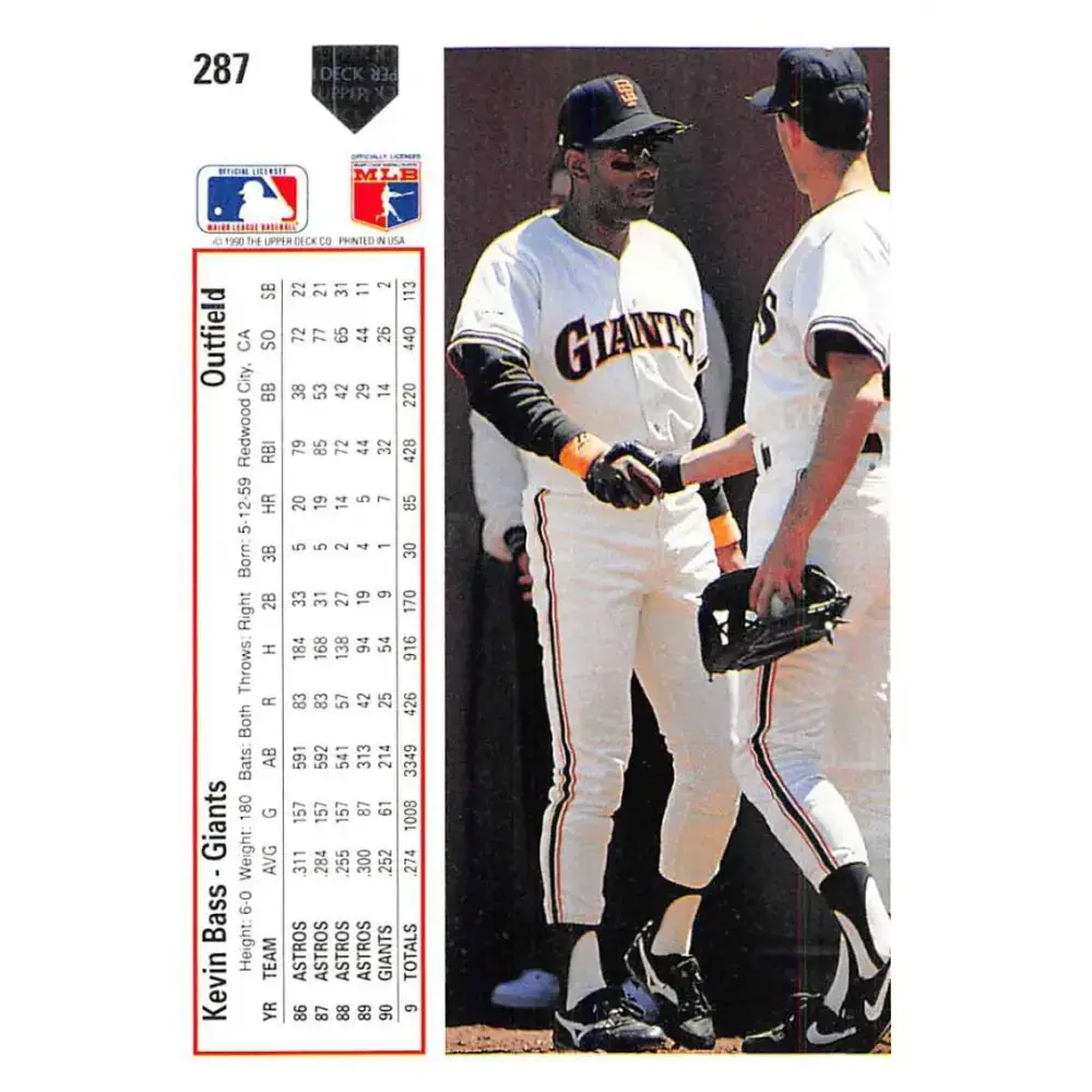 1991 Upper Deck #287 Kevin Bass NM-MT San Francisco Giants Baseball Card - Baseball Card Single