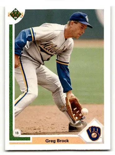 Greg Brock Milwaukee baseball card from 1991 Upper Deck #289 featuring Greg Brock