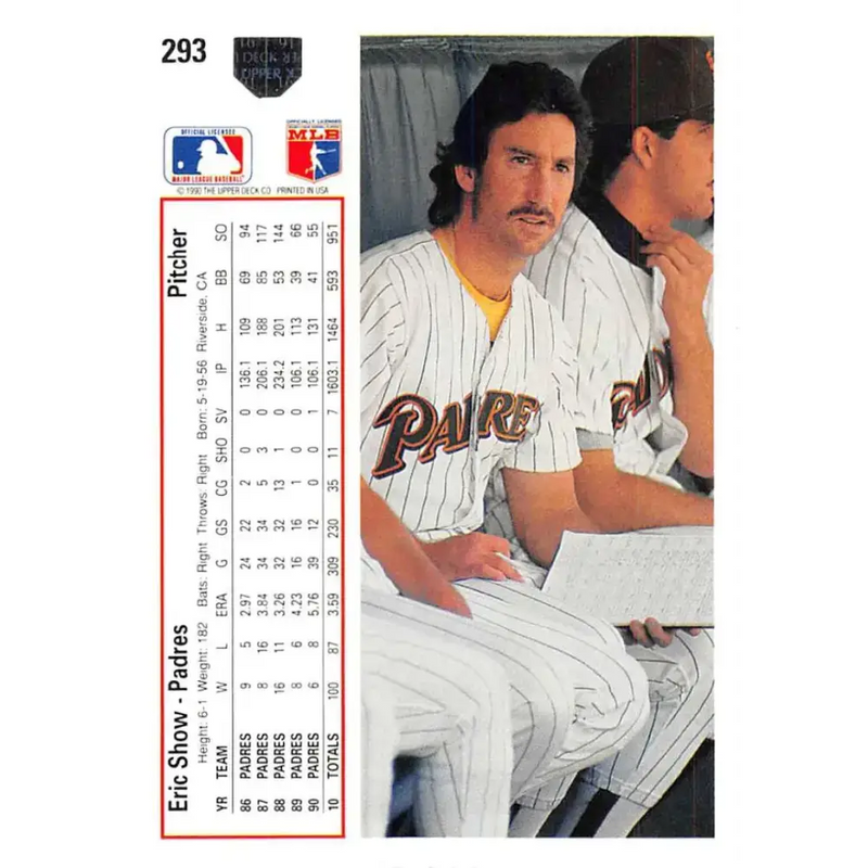 1991 Upper Deck #293 Eric Show NM-MT San Diego Padres Baseball Card - Baseball Card Single