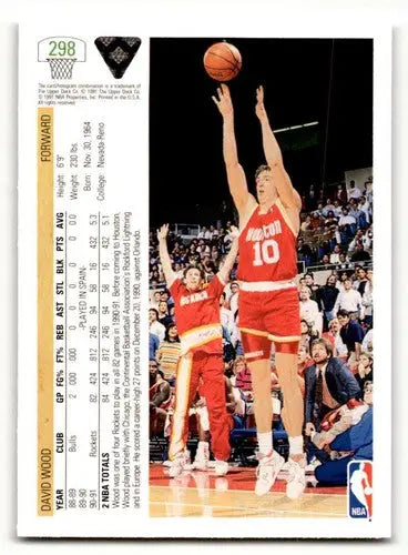 1991 Upper Deck #298 David Wood Houston Rockets Basketball Cards NM ID:55734 - Basketball Card Single