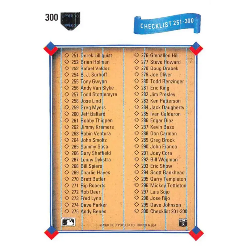 1991 Upper Deck #300 Checklist 201-300 NM-MT checklist Baseball Card - Baseball Card Single