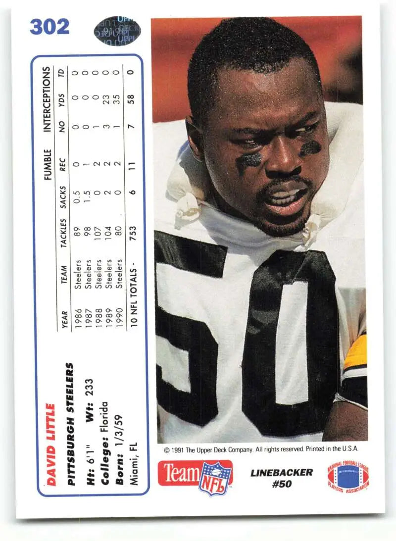 1991 Upper Deck #302 David Little NM-MT Pittsburgh Steelers Football Card - Football Card Single