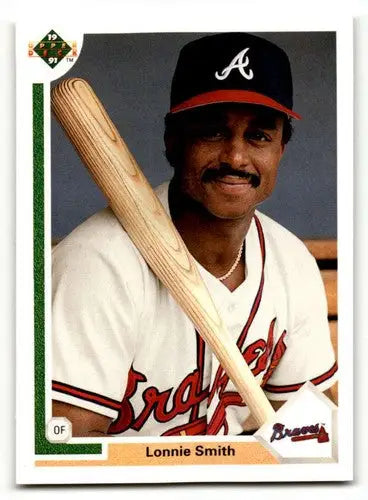 Original gloss Lonnie Smith Atlanta Braves baseball card from 1991 Upper Deck #305