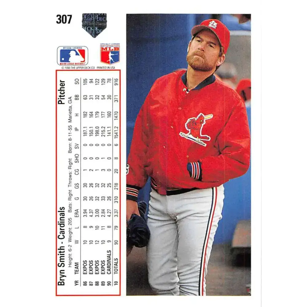 1991 Upper Deck #307 Bryn Smith EX Excellent St. Louis Cardinals Baseball Card - Baseball Card Single