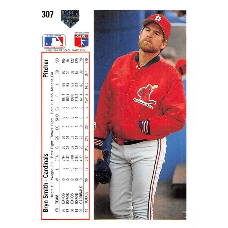 1991 Upper Deck #307 Bryn Smith NM-MT St. Louis Cardinals Baseball Card - Baseball Card Single