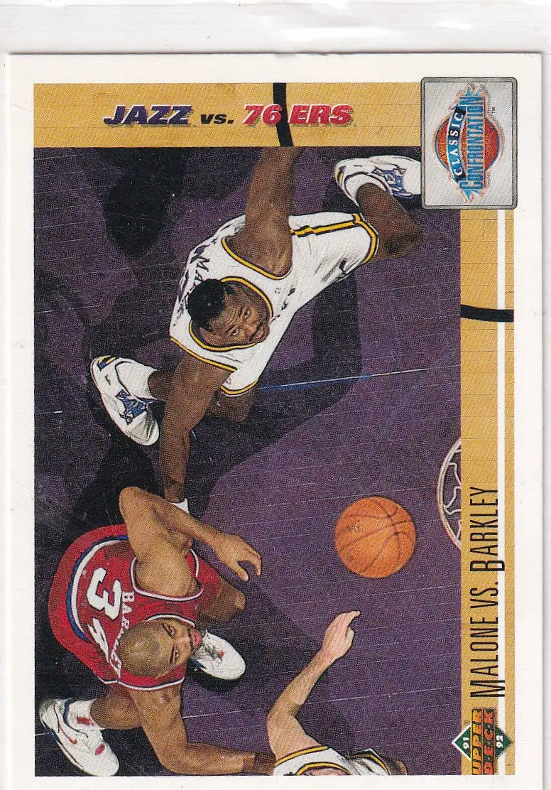 1991 UPPER DECK #31 MALONE VS BARKLEY- PHILADELPHIA 76ERS - Basketball Card Single