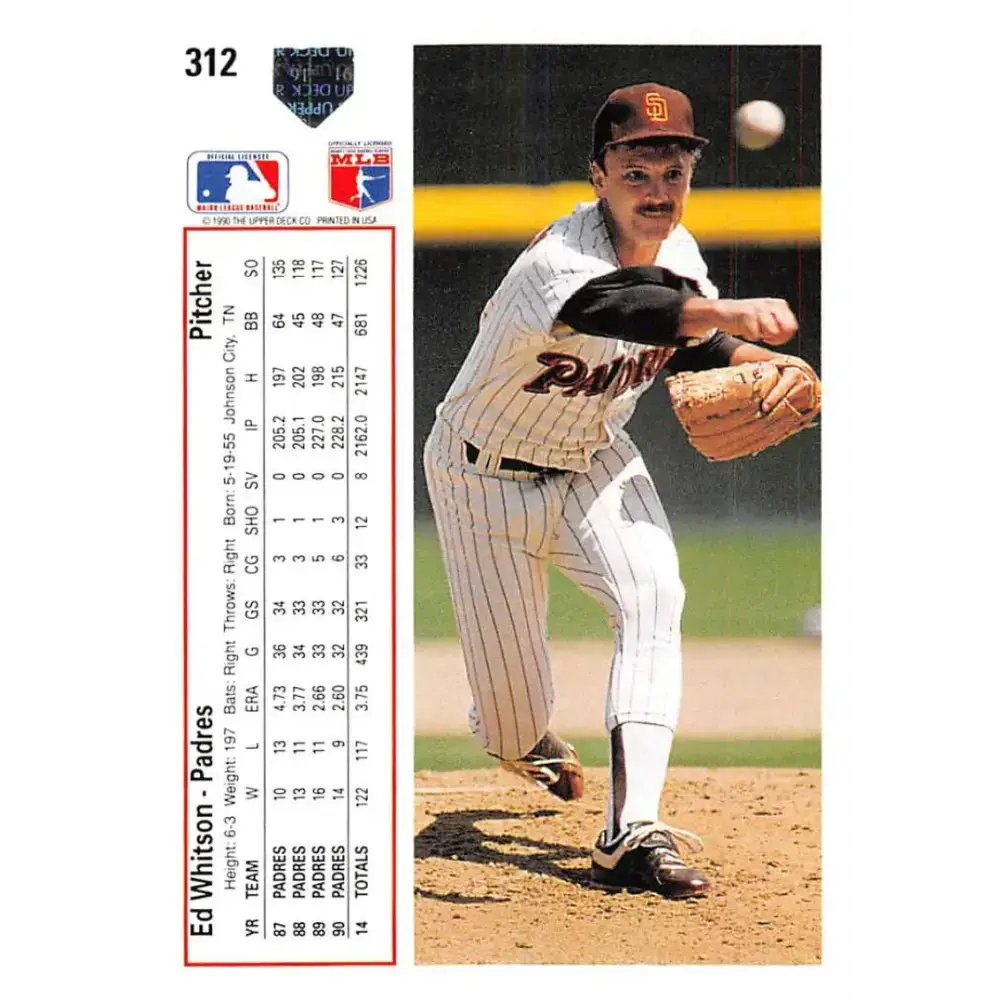 1991 Upper Deck #312 Ed Whitson EX Excellent San Diego Padres Baseball Card