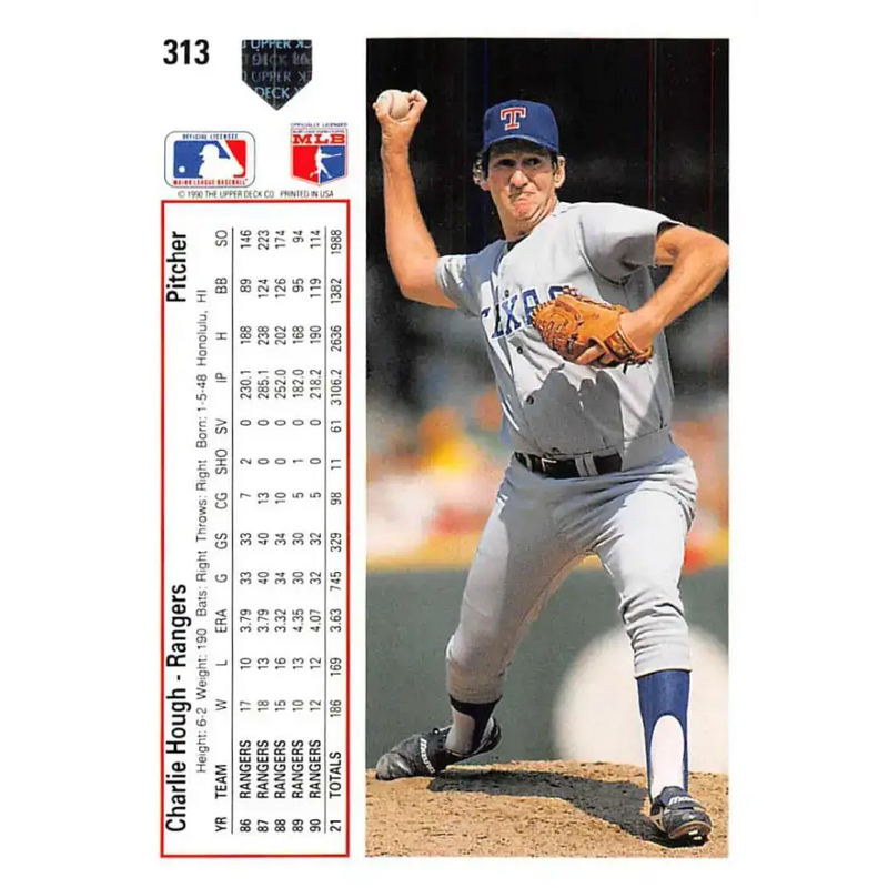 1991 Upper Deck #313 Charlie Hough EX Excellent Texas Rangers Baseball Card - Baseball Card Single
