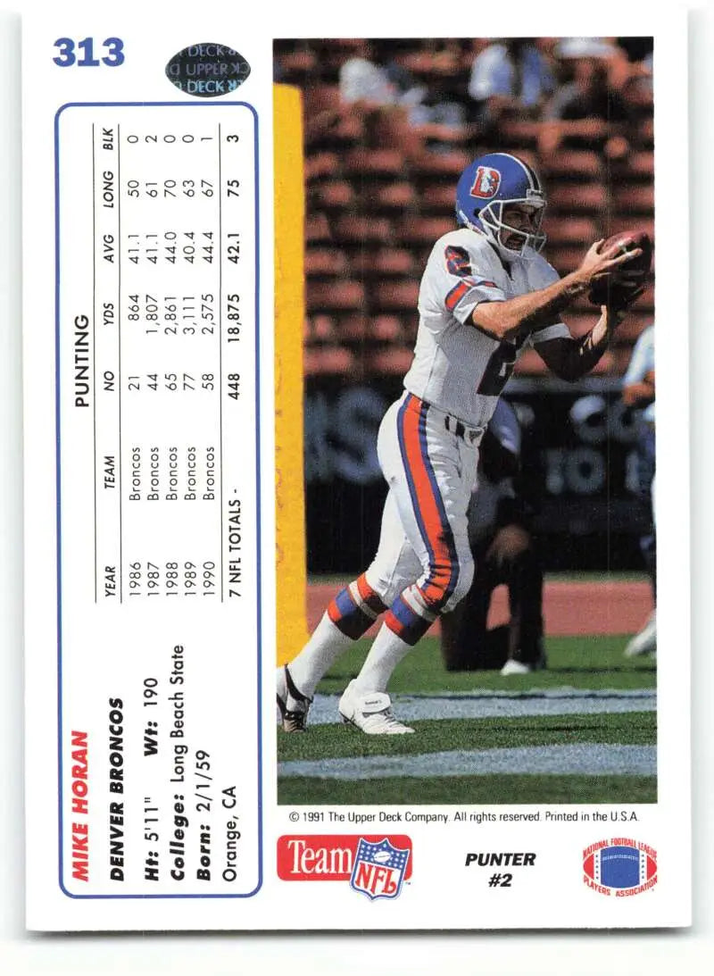 1991 Upper Deck #313 Mike Horan NM-MT Denver Broncos Football Card - Football Card Single