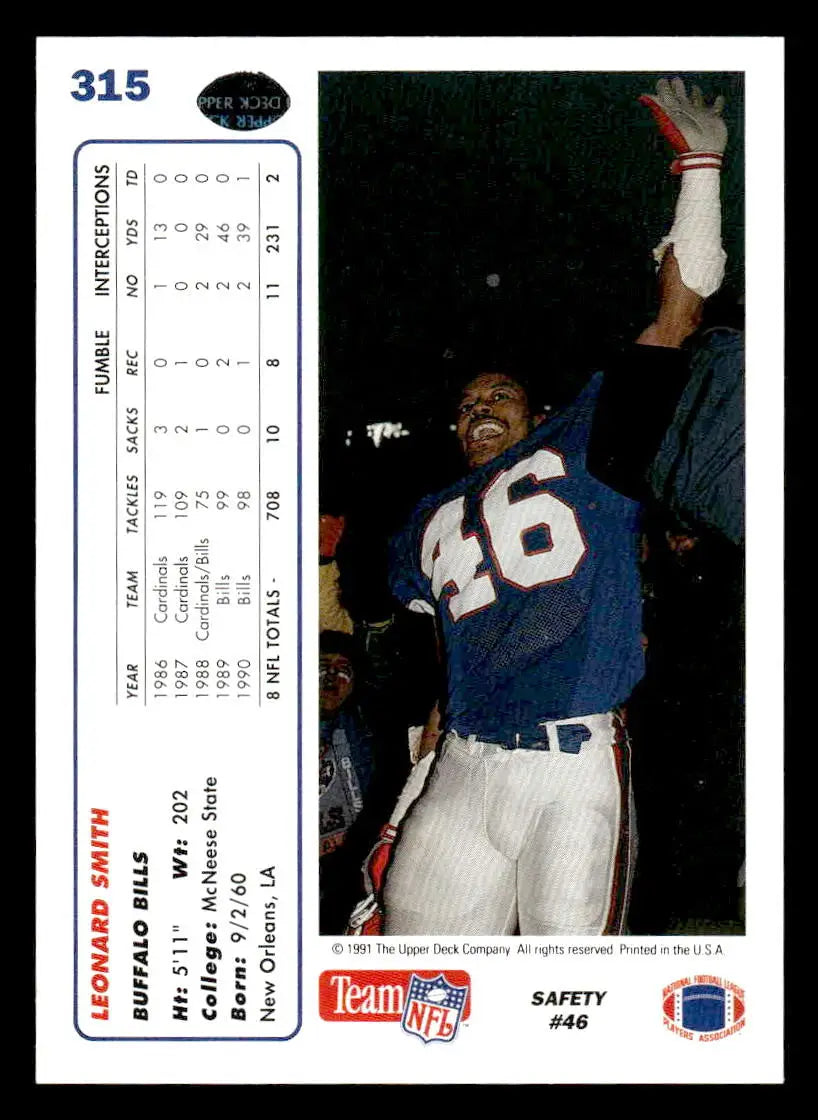 1991 Upper Deck #315 Leonard Smith - Football Card Single