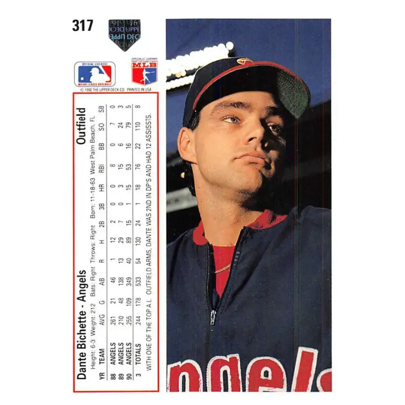 1991 Upper Deck #317 Dante Bichette NM-MT California Angels Baseball Card - Baseball Card Single