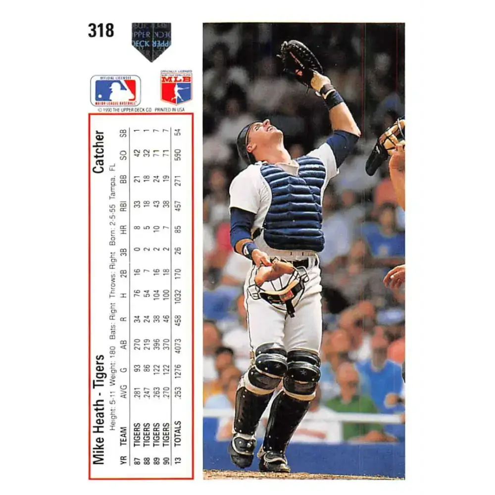 1991 Upper Deck #318 Mike Heath EX Excellent Detroit Tigers Baseball Card - Baseball Card Single