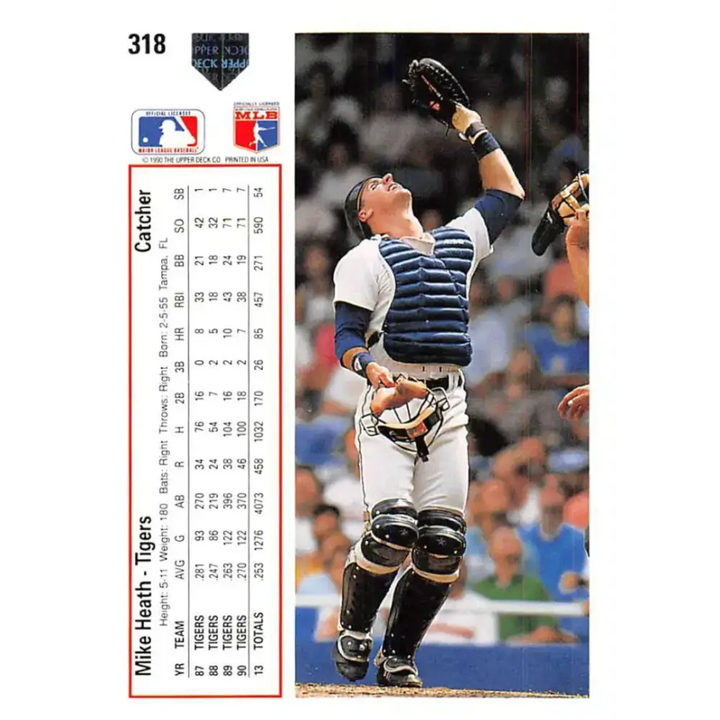 1991 Upper Deck #318 Mike Heath EX Excellent Detroit Tigers Baseball Card - Baseball Card Single