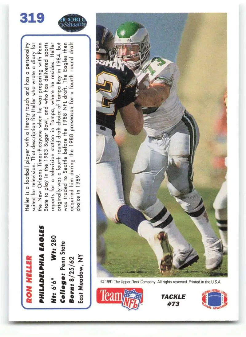 1991 Upper Deck #319 Ron Heller NM-MT Philadelphia Eagles Football Card - Football Card Single