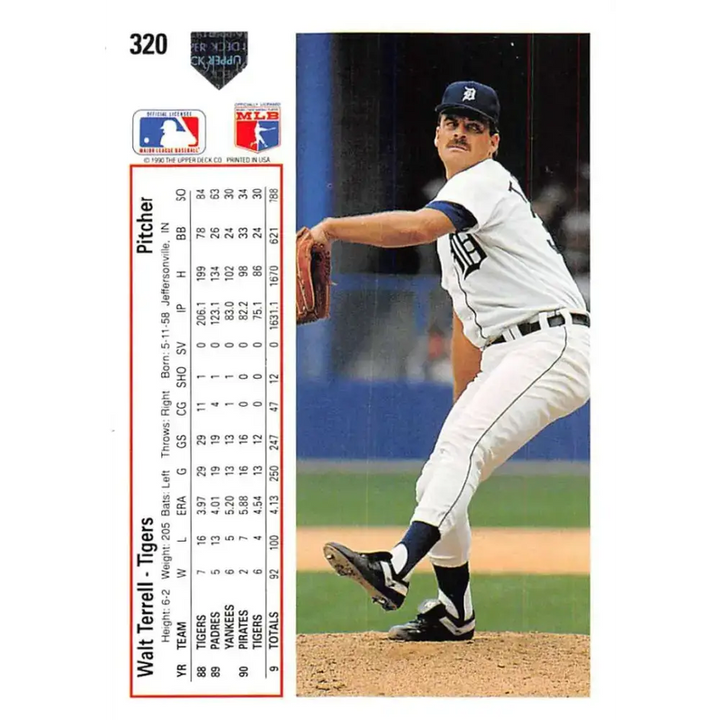 1991 Upper Deck #320 Walt Terrell EX Excellent Detroit Tigers Baseball Card - Baseball Card Single