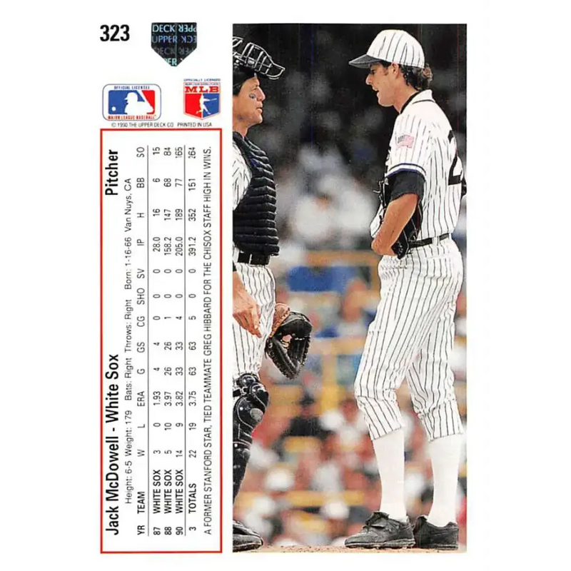 1991 Upper Deck #323 Jack McDowell EX Excellent Chicago White Sox Baseball Card - Baseball Card Single