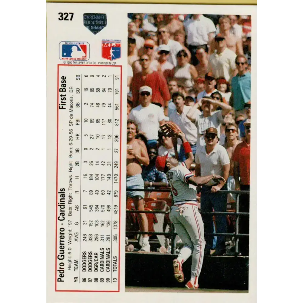 1991 Upper Deck #327 Pedro Guerrero NM-MT St. Louis Cardinals Baseball Card - Baseball Card Single