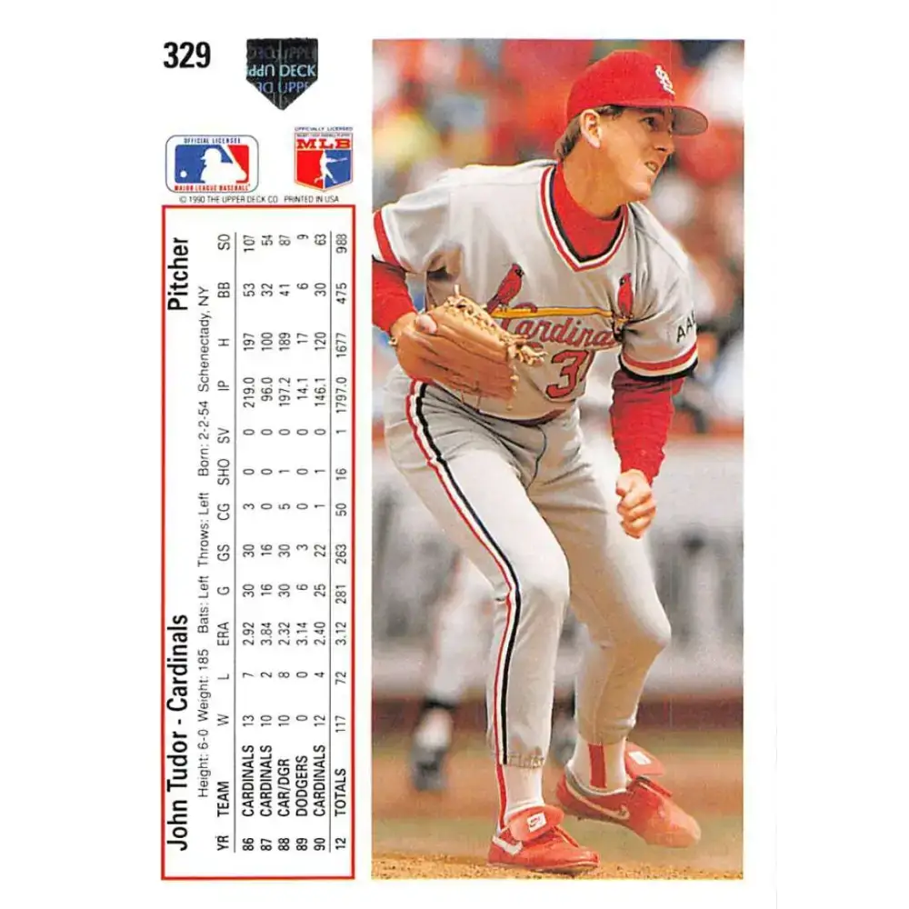 1991 Upper Deck #329 John Tudor UER NM-MT St. Louis Cardinals Baseball Card - Baseball Card Single