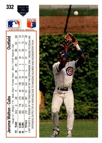 Original gloss baseball card featuring Jerome Walton from 1991 Upper Deck product
