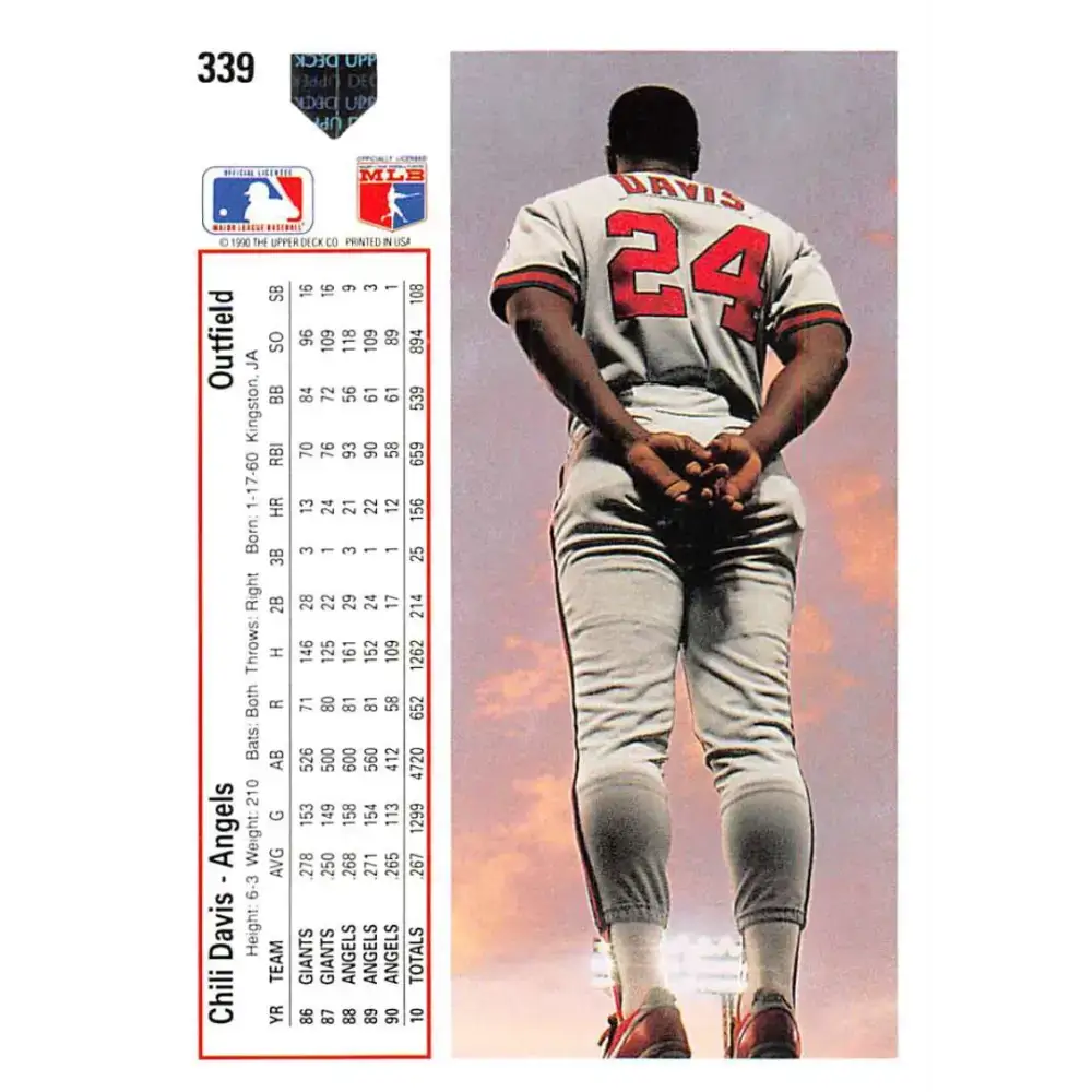 1991 Upper Deck #339 Chili Davis EX Excellent California Angels Baseball Card - Baseball Card Single