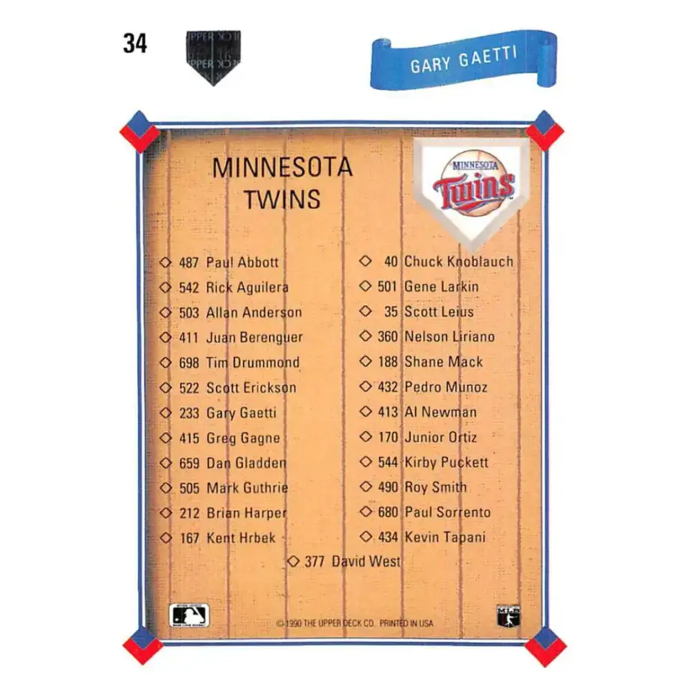 1991 Upper Deck #34 Gary Gaetti EX Excellent Minnesota Twins Baseball Card - Baseball Card Single
