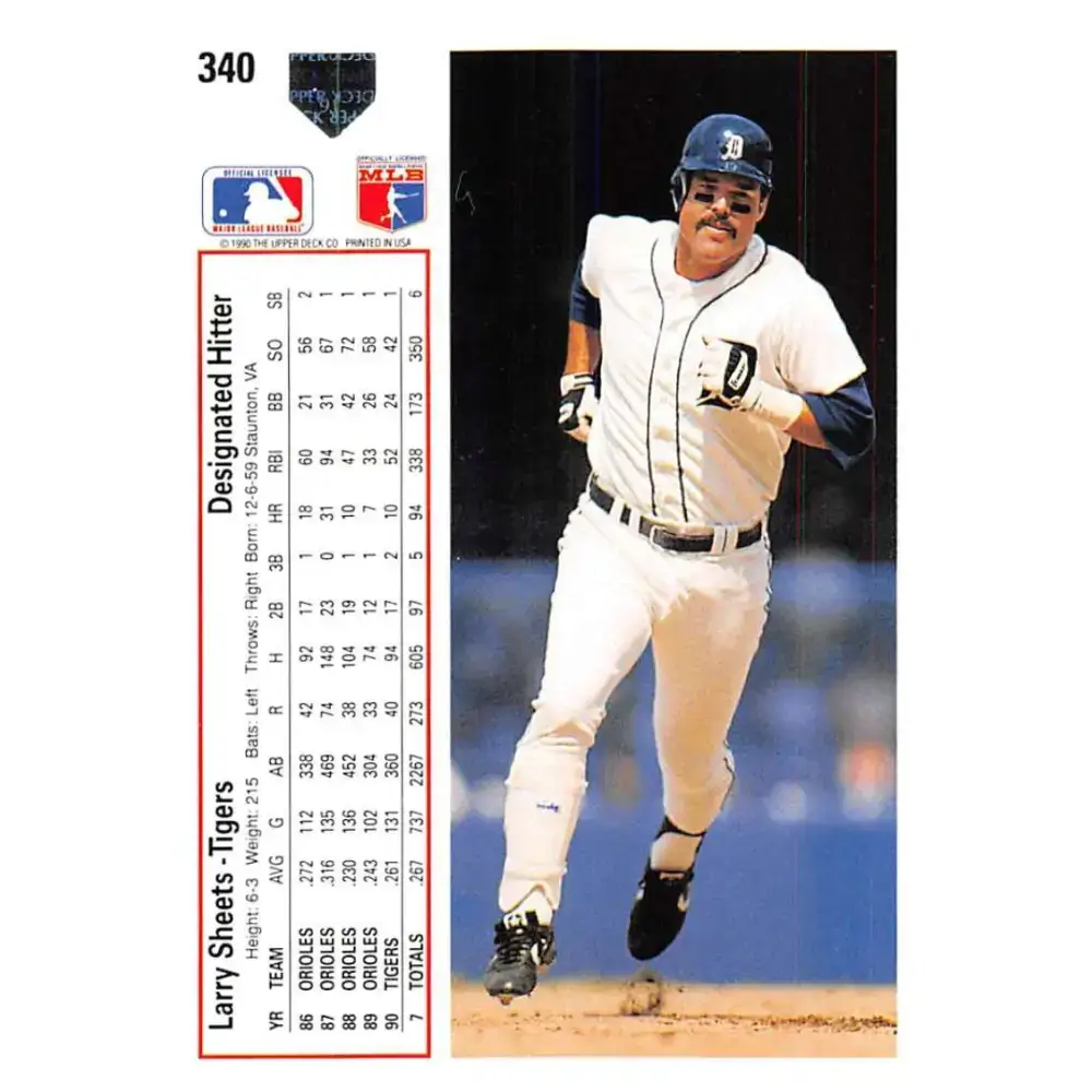 1991 Upper Deck #340 Larry Sheets NM-MT Detroit Tigers Baseball Card - Baseball Card Single