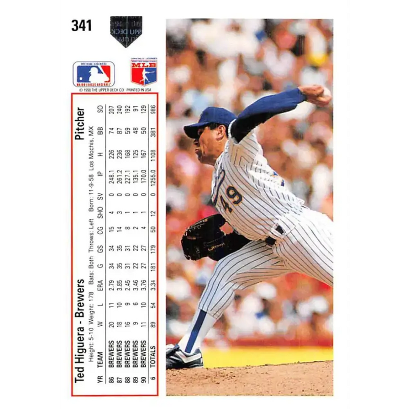 1991 Upper Deck #341 Teddy Higuera NM-MT Milwaukee Brewers Baseball Card - Baseball Card Single