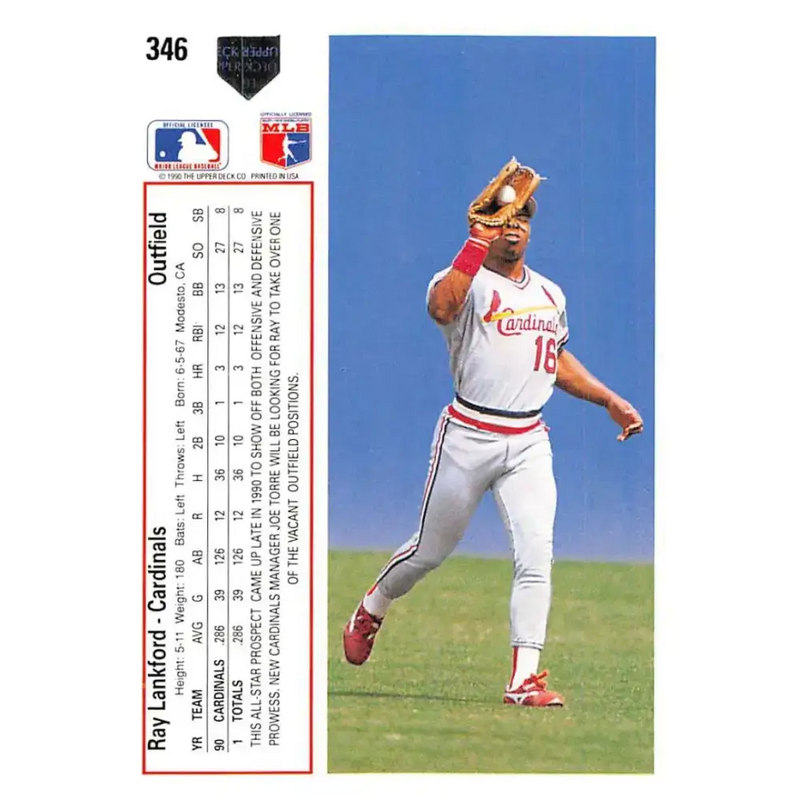 1991 Upper Deck #346 Ray Lankford EX Excellent St. Louis Cardinals Baseball Card - Baseball Card Single
