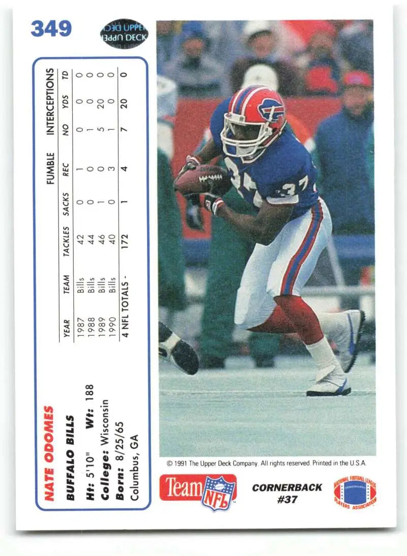 1991 Upper Deck #349 Nate Odomes NM-MT Buffalo Bills Football Card - Football Card Single