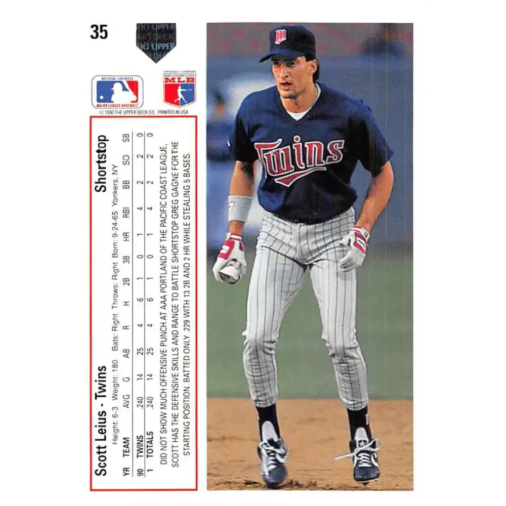 1991 Upper Deck #35 Scott Leius EX Excellent Minnesota Twins Baseball Card - Baseball Card Single
