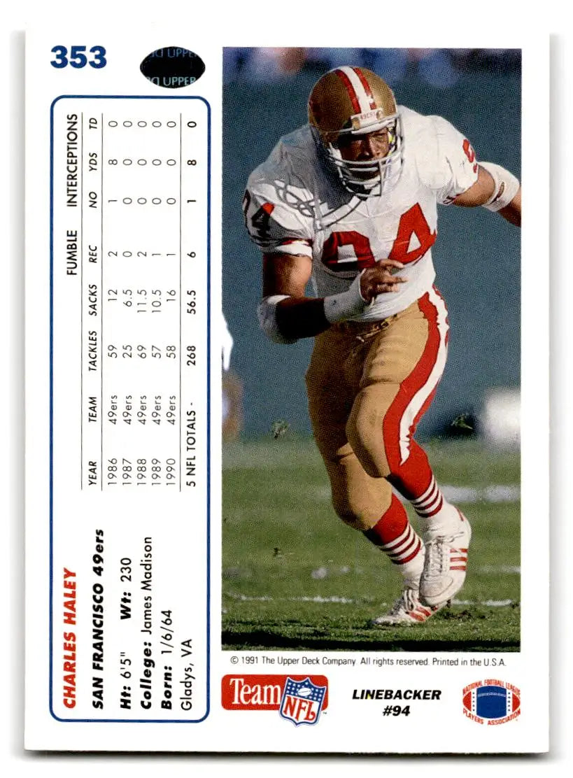 1991 Upper Deck #353 Charles Haley - Football Card Single